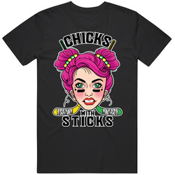 Chicks With Sticks Ball Hockey Team Group T Shirt