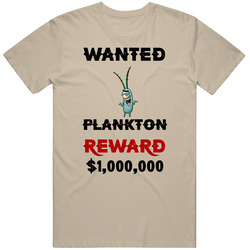 Plankton Wanted  Cartoon T Shirt