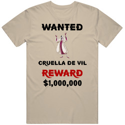 Cruella De Vil Wanted  Cartoon T Shirt