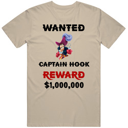 Captain Hook Wanted  Cartoon T Shirt