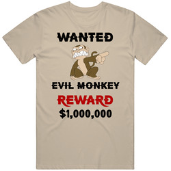 Evil Monkey Wanted  Cartoon T Shirt