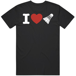 I Heart Love Badminton T Shirt