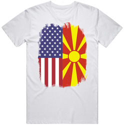 North Macedonia American Flag Worn Look T Shirt North Macedonia American Flag Worn Look T Shirt