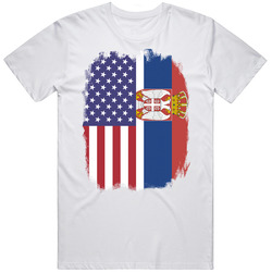 Serbia American Flag Worn Look T Shirt Serbia American Flag Worn Look T Shirt