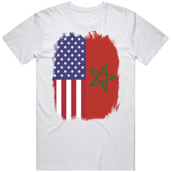 Morocco American Flag Worn Look T Shirt Morocco American Flag Worn Look T Shirt