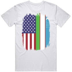 Uzbekistan American Flag Worn Look T Shirt Uzbekistan American Flag Worn Look T Shirt