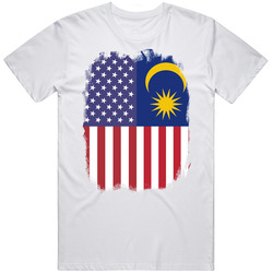 Malaysia American Flag Worn Look T Shirt Malaysia American Flag Worn Look T Shirt