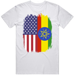 Ethiopia American Flag Worn Look T Shirt Ethiopia American Flag Worn Look T Shirt