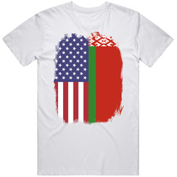 Belarus American Flag Worn Look T Shirt Belarus American Flag Worn Look T Shirt
