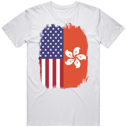 Hong Kong American Flag Worn Look T Shirt Hong Kong American Flag Worn Look T Shirt