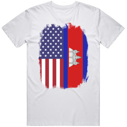 Cambodia American Flag Worn Look T Shirt Cambodia American Flag Worn Look T Shirt