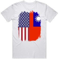 Taiwan American Flag Worn Look T Shirt Taiwan American Flag Worn Look T Shirt