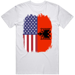 Albania American Flag Worn Look T Shirt Albania American Flag Worn Look T Shirt