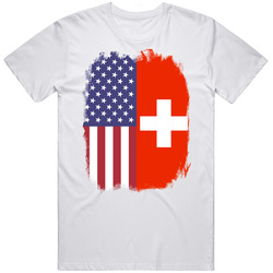 Switzerland American Flag Worn Look T Shirt Switzerland American Flag Worn Look T Shirt