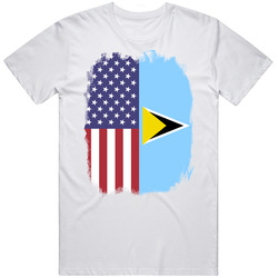 Saint Lucia American Flag Worn Look T Shirt Saint Lucia American Flag Worn Look T Shirt
