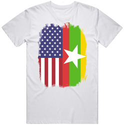 Myanmar American Flag Worn Look T Shirt Myanmar American Flag Worn Look T Shirt