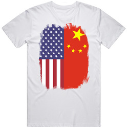 China Usa Dual Citizen Immigrant Flag Worn Look T Shirt China Usa Dual Citizen Immigrant Flag Worn Look T Shirt