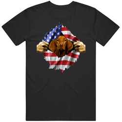 Vizsla Hands Tearing Us Flag T Shirt Vizsla Hands Tearing Us Flag T Shirt