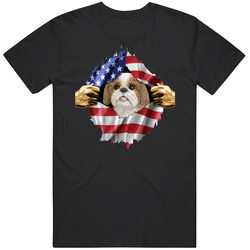 Shih Tzu Hands Tearing Us Flag T Shirt Shih Tzu Hands Tearing Us Flag T Shirt
