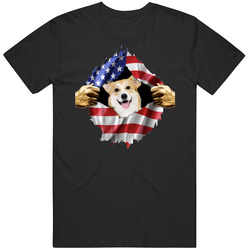 Pembroke Welsh Corgi Hands Tearing Us Flag T Shirt Pembroke Welsh Corgi Hands Tearing Us Flag T Shirt