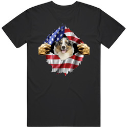 Australian Shepherd Hands Tearing Us Flag T Shirt Australian Shepherd Hands Tearing Us Flag T Shirt
