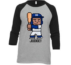Aaron Judge Tecmo Baseball Player New York Y Baseball Fan Raglan T Shi