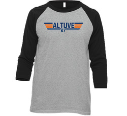 Jose Altuve #27 Top Gun Houston Baseball Player Fan Raglan T Shirt