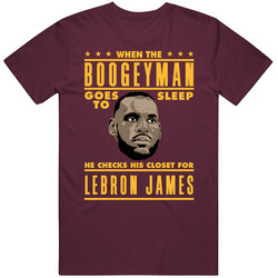 Boogeyman Checks Closet For Lebron James Cleveland Basketball Fan T Sh