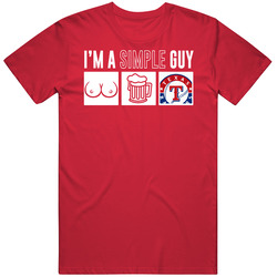 Texas Baseball I'm A Simple Guy Boobs Beer Sports Fan T Shirt