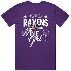 Im A Football And Wine Girl Baltimore Football Fan T Shirt