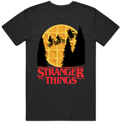 Stranger Things Bike Chase Scene Waffle Moon Parody T Shirt