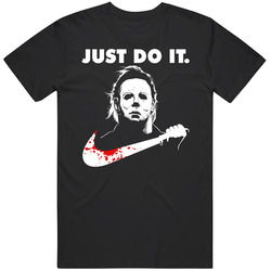 Just Do It Halloween Michael Myers Logo Parody Retro Horror Film Fan T