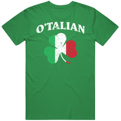 O'talian Irish Italian St Patrick's Day Worn Look T Shirt