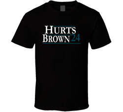 Hurts Brown '24 For President Jalen Hurts Aj Brown T Shirt