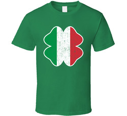 Irish Italian Flag St Patrick's Day Drinking Worn Look T Shirt
