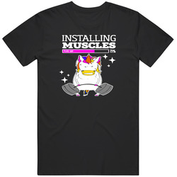 Unicorn Installing Muscles Funny Muscle Workout Gym T Shirt