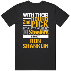 Ron Shanklin 1970 2nd Round Wide Reciever North Texas Pittsburgh Football Draft T Shirt