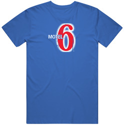 Motel 6 Distressed Look Blue T Shirt