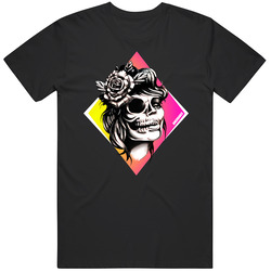 Classy And Badassy Candy Skull Face Rode Bikerbabe Bikerbabesapparel T Shirt