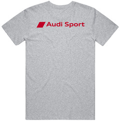 Audi Sport Automobile Car Parts Cool Distressed Style Brand Logo Emblem White Font T Shirt