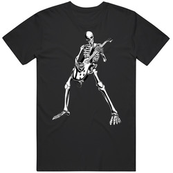 Skeleton Guitar Player, Men's  Black T Shirt