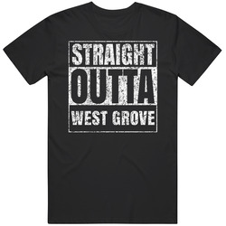 Straight Outta West Grove Distressed Look City Grunge Cool T Shirt