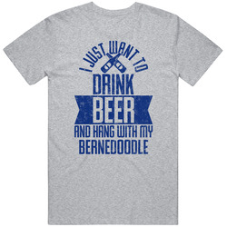 Bernedoodle I Just Want To Drink Beer With My Dog Funny Pet Lover Men's T Shirt