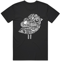 White Logo Mens Black T Shirt