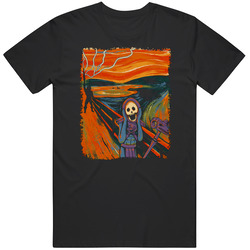 Funny Skeleton Cartoon Scream Picture T Shirt