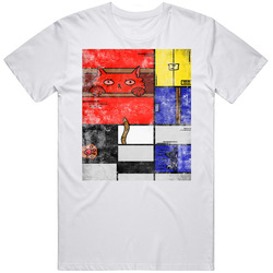 Mondrian Squares Cat Painting Famous Paintings Parody T Shirt