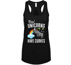 Real Unicorns Have Curves Rhino Gym  Racerback Tanktop