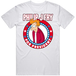 Philip J Fry For President Futurama Adult Cartoon Character Campaign Parody Tv Show Fan T Shirt Philip J Fry For President Futurama Adult Cartoon Character Campaign Parody Tv Show Fan T Shirt