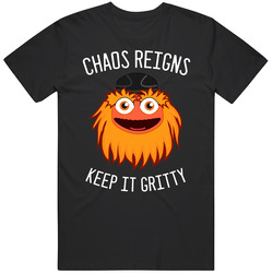 Chaos Reigns Keep It Gritty Philadelphia Hockey Mascot Sports Fan T Shirt
