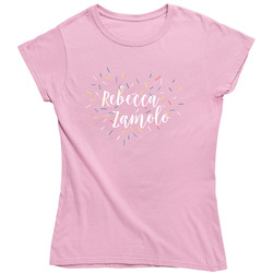 Rebecca Ramolo Pink Confetti Trending Popular Youtube Personality Ladies T Shirt